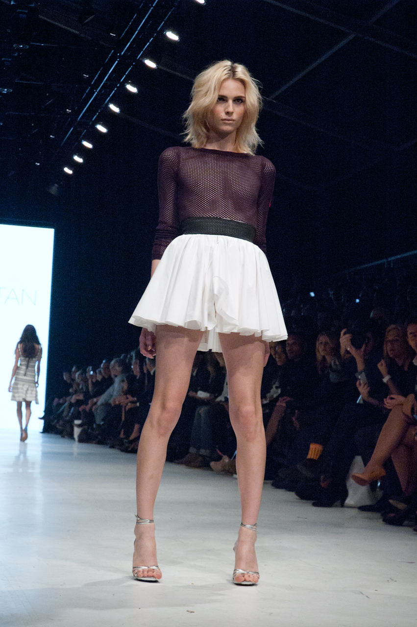Andrej Pejic wearing Pink Tartan – LG Fashion Week Spring 2012 – 9557